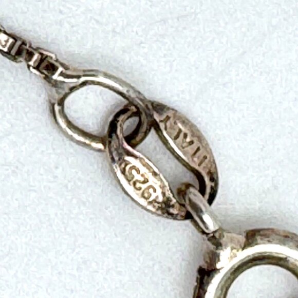 Sterling Silver Sea Turtle Necklace Blue Glass Pendant Vintage Italy 925 - Picture 3 of 8